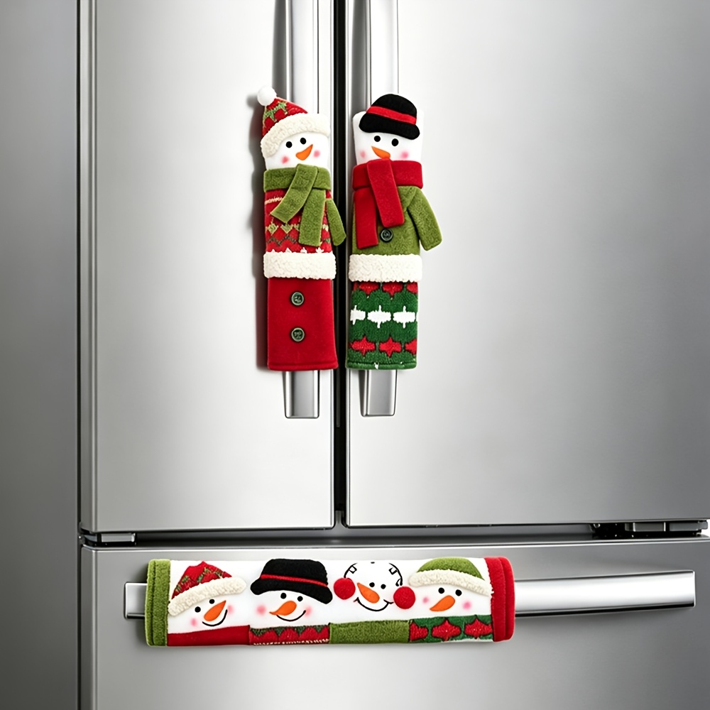 Door Handle - Kerst Sneeuwpop Koelkastdeurkrukbeschermers Apparaatkrukbeschermers Kerstdecoratie Keuken