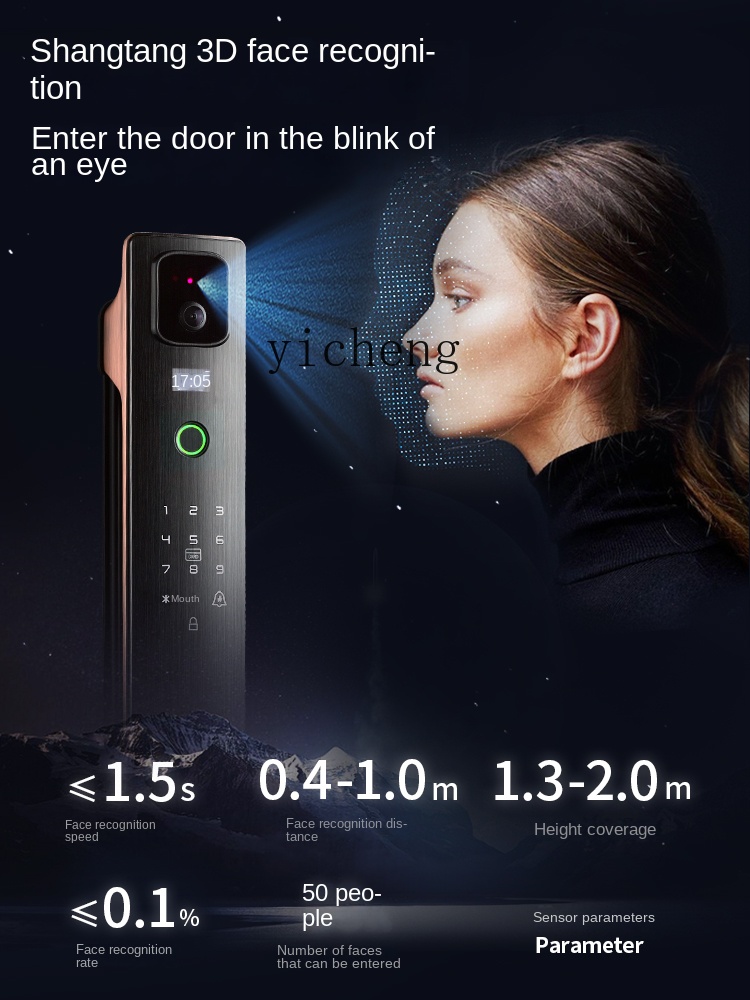 Door Lock - cc293d Gezichtsherkenning Smart Lock Wachtwoordslot Anti-diefstal