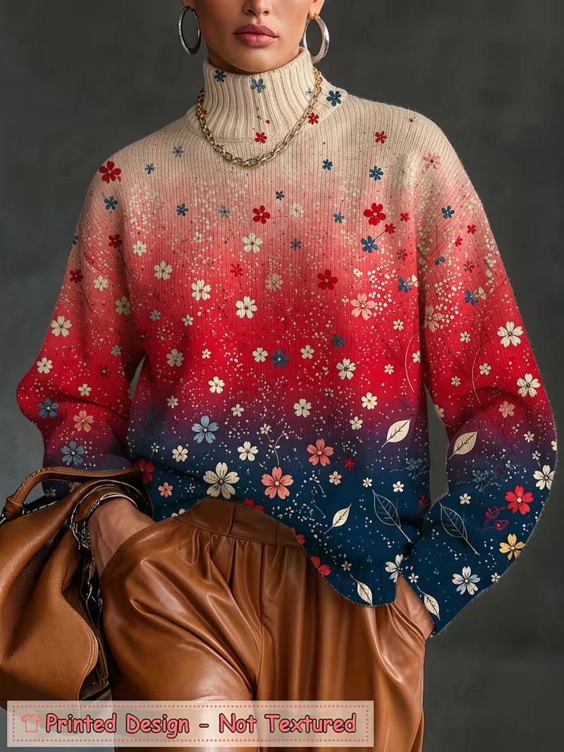 Dames T-shirt met coltrui, lan - Wallpaper recensie en prijs