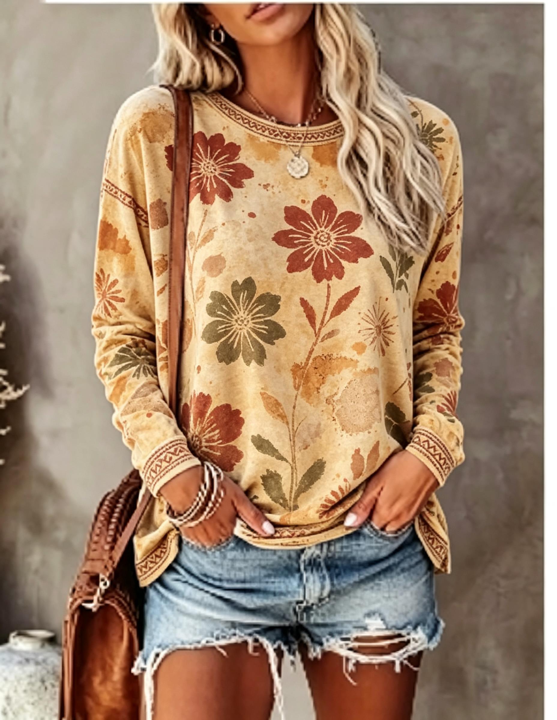 Dames T-shirt met ronde hals e - Wallpaper recensie en prijs